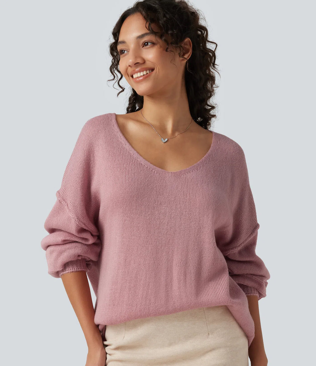 V Neck Long Sleeve Casual Jumper