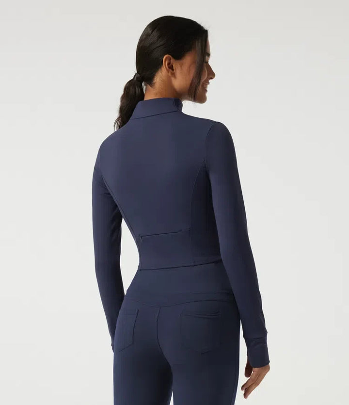SoftlyZero Plush Thermal High Neck Yoga Jacket with Thumbholes
