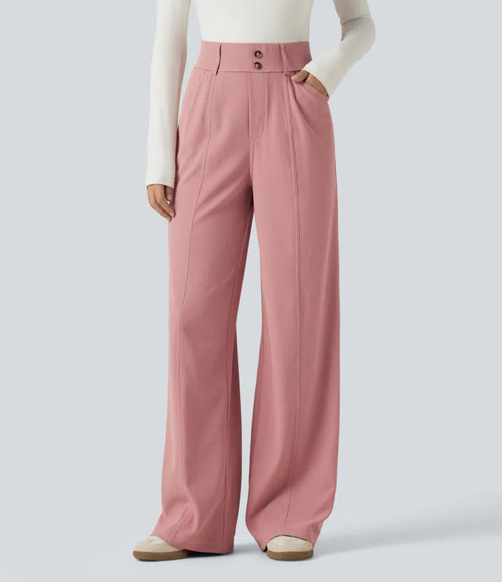 Halara Flex High Waisted Straight Leg Waffle Work Trousers with Pockets