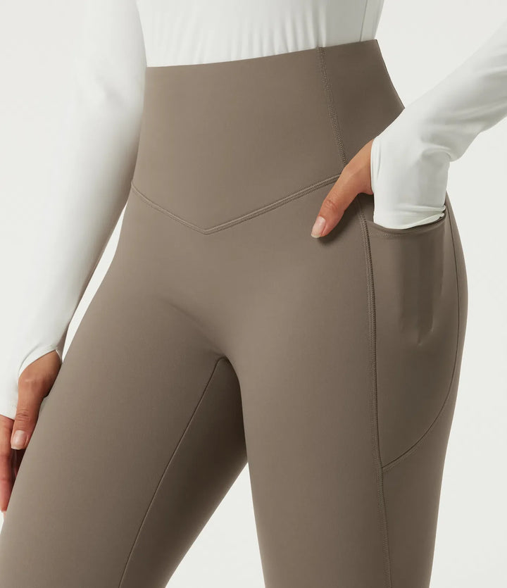 Halara UltraSculpt Heat High Waisted Tummy Control Fleece Yoga Leggings with Pockets