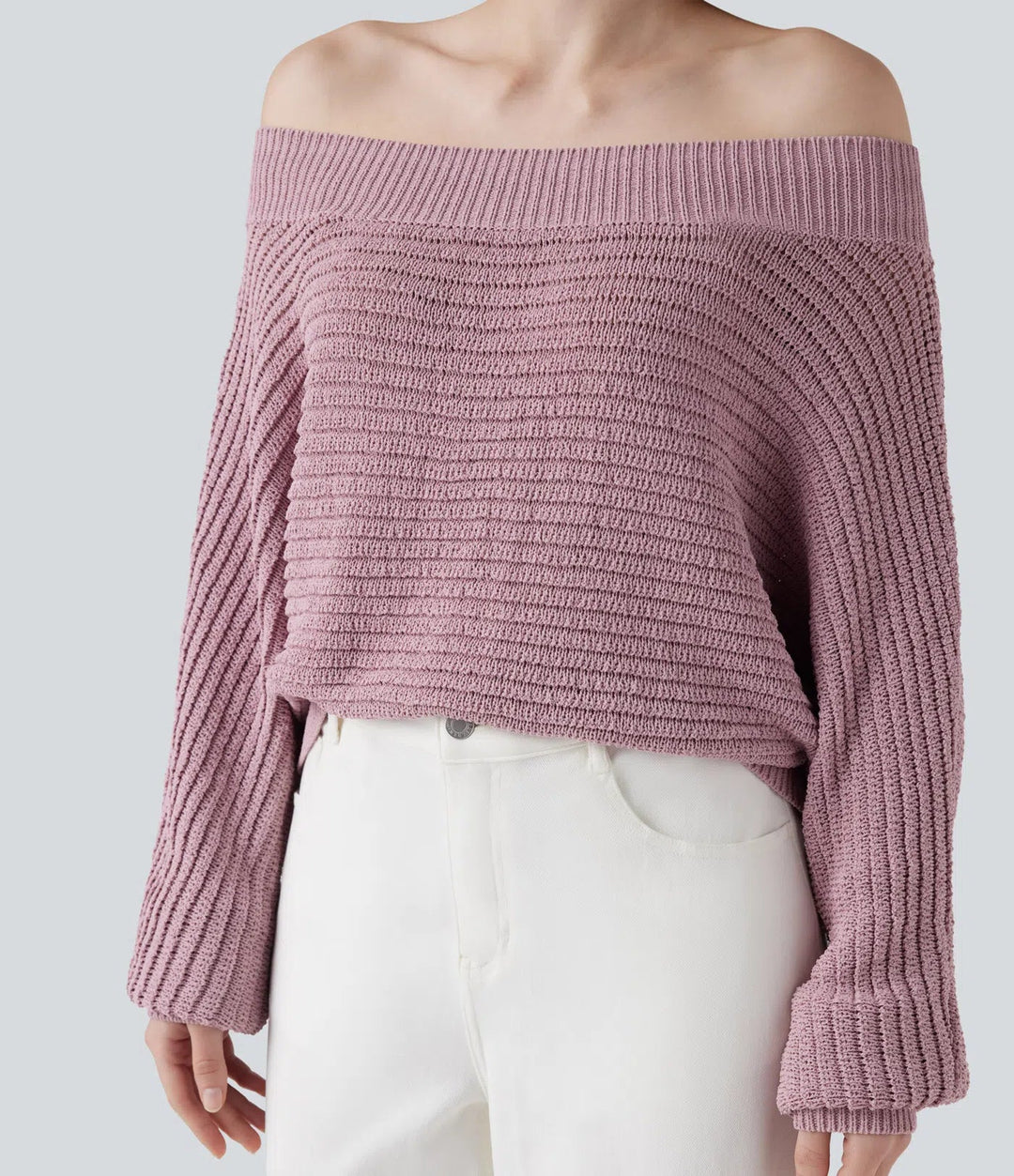 Off Shoulder Long Sleeve Casual Jumper