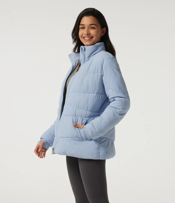 PuffFlex Durable Water Repellent High Neck Long Sleeve Casual Padded Jacket with Pockets and Thumb Holes