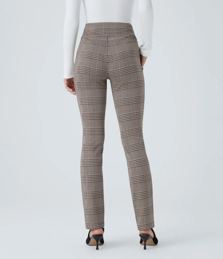Halara Flex High Waisted Houndstooth Plaid Skinny Work Trousers with Pockets