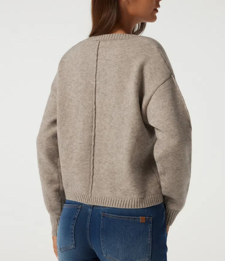 Round Neck Dropped Shoulder Long Sleeve Casual Jumper