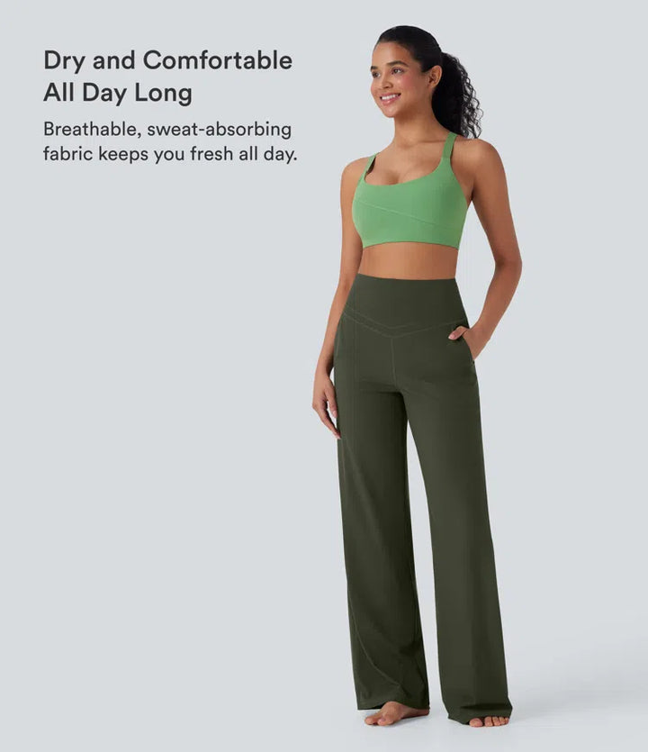 Halara UltraSculpt High Waisted Tummy Control Straight Leg Yoga Trousers with Pockets