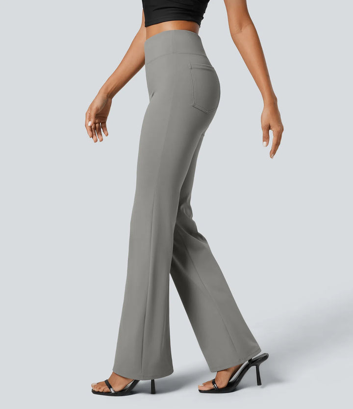 Halara Flex High Waisted Back Side Pocket Slight Flare Work Trousers