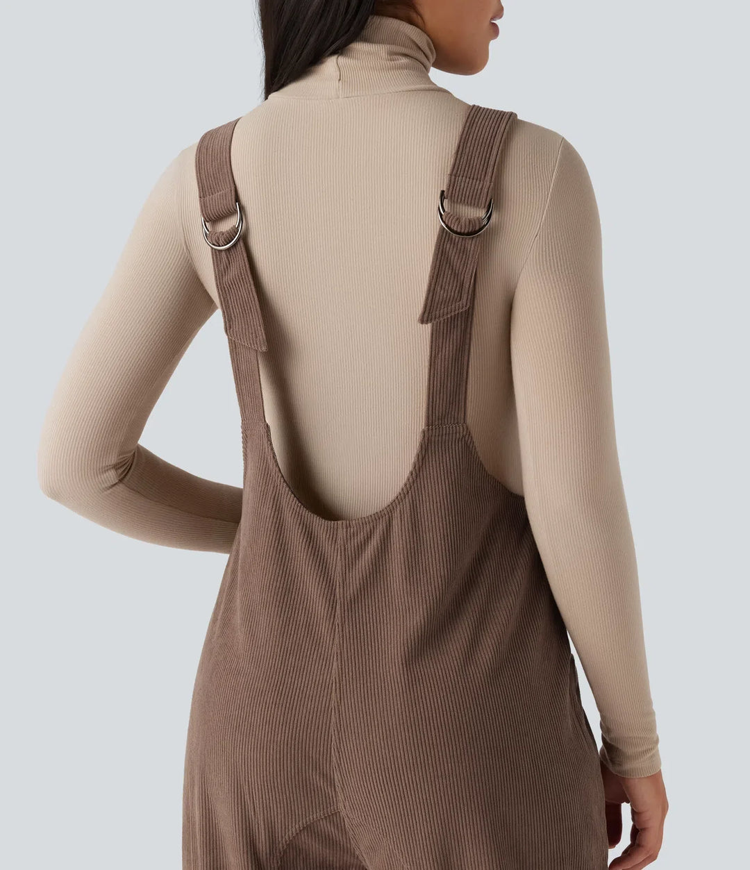V Neck Corduroy Casual Overalls with Pockets