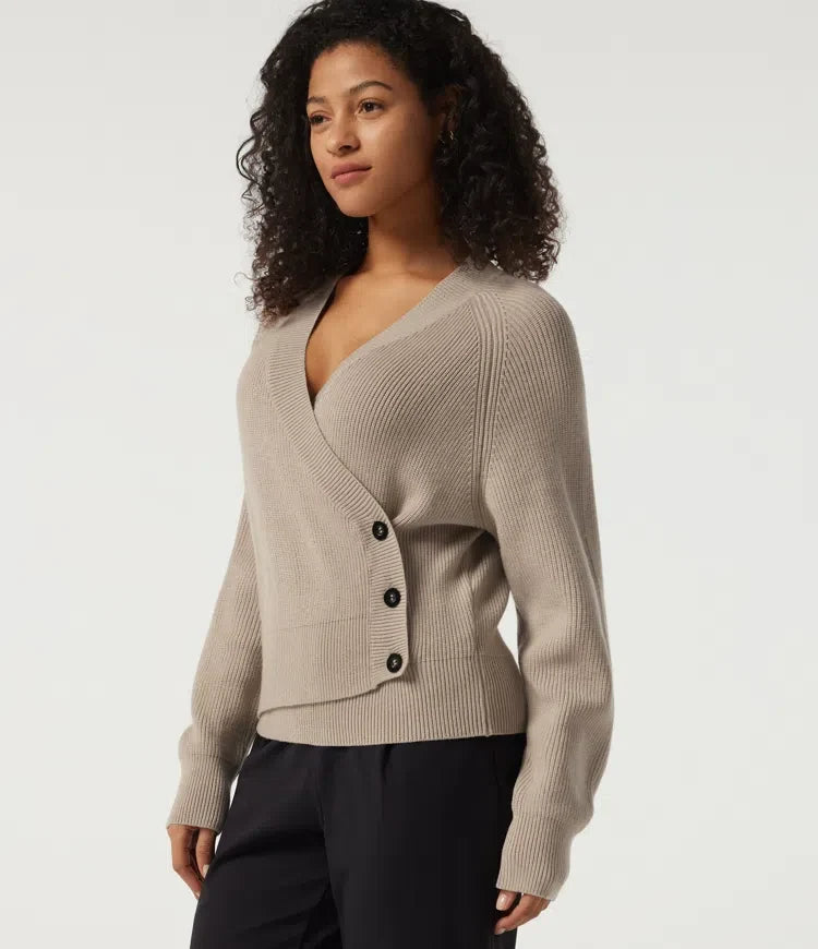 Ribbed Knit V Neck Long Sleeve Work Jumper