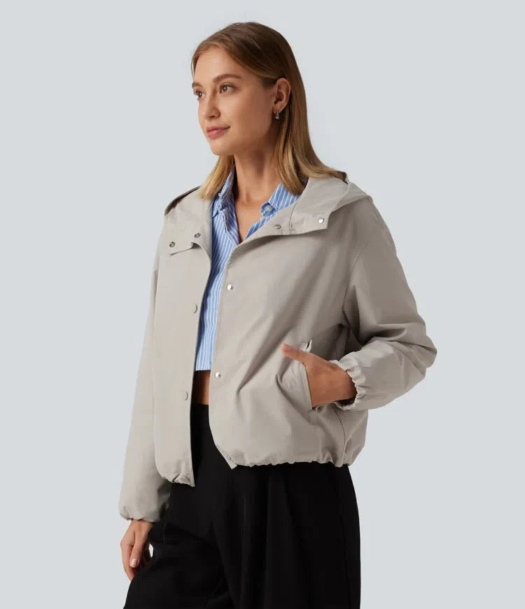 Hooded Long Sleeve Casual Jacket with Pockets