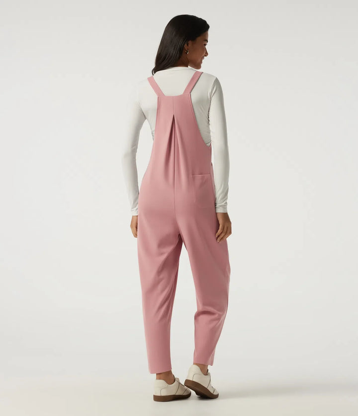 Square Neck Sleeveless Tapered Waffle Casual Overalls with Pockets