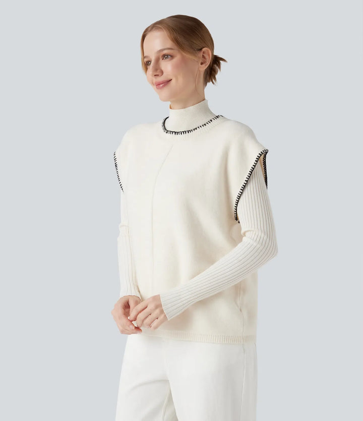 Round Neck Color Block Work Jumper Vest