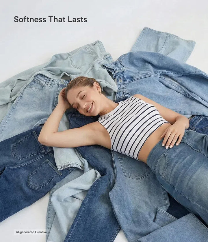 Halara Flex Asymmetric High Waisted Washed Casual Baggy Jeans with Pockets