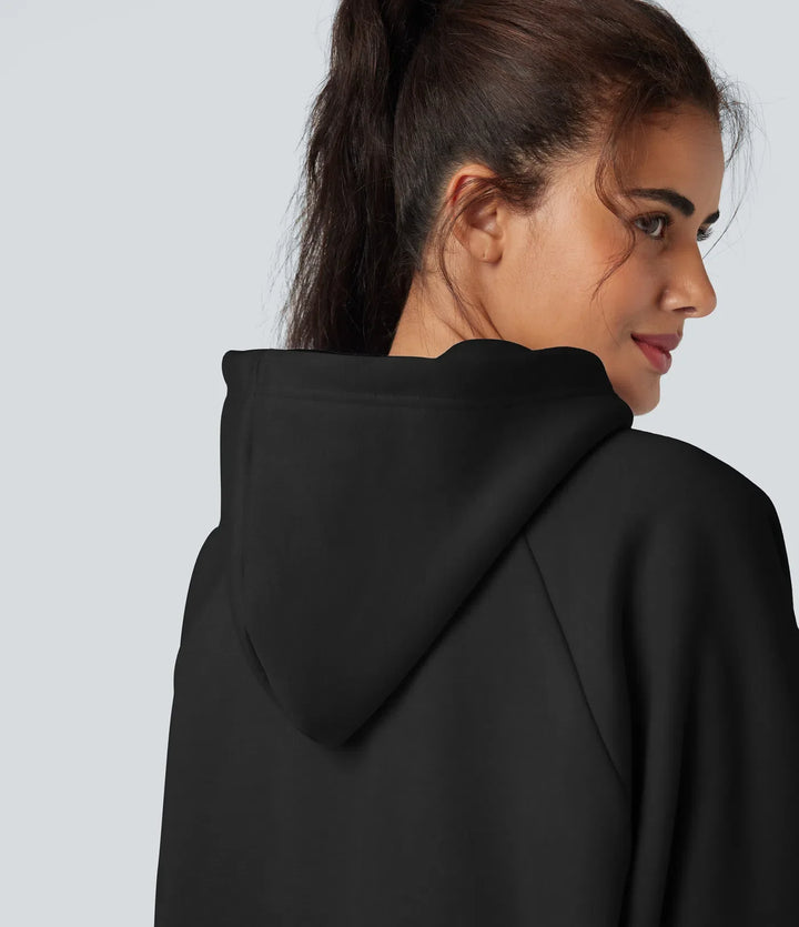Hooded Drawstring Long Sleeve Fleece Casual Cotton Sweatshirt with Pockets