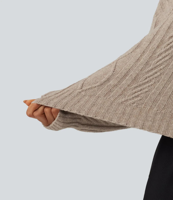 Cable Knit Hooded Long Sleeve Lounge Jumper