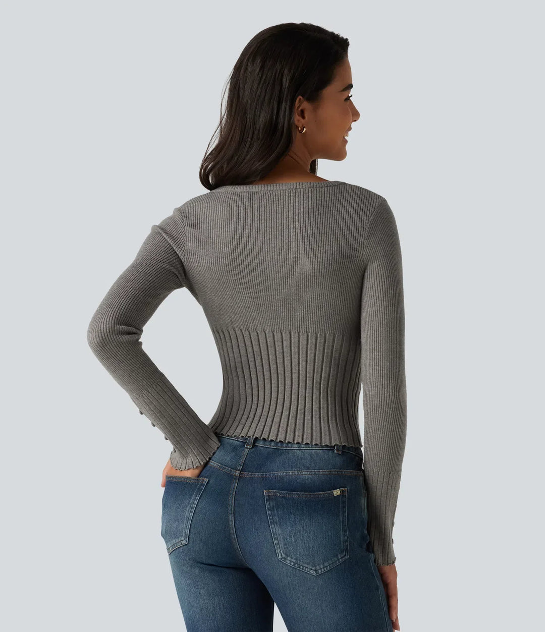 V Neck Long Sleeve Casual Jumper