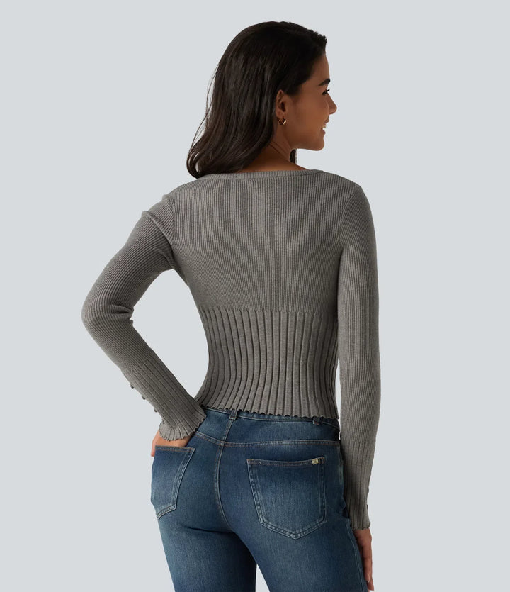 V Neck Long Sleeve Casual Jumper