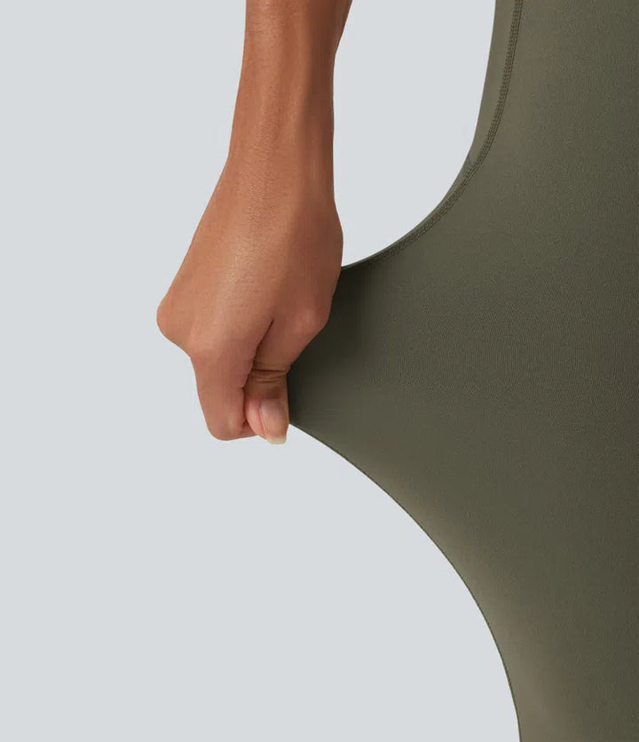 Halara UltraSculpt High Waisted Crossover Scrunch Butt Lifting Tummy Control Shaping Yoga Flare Leggings with Pockets