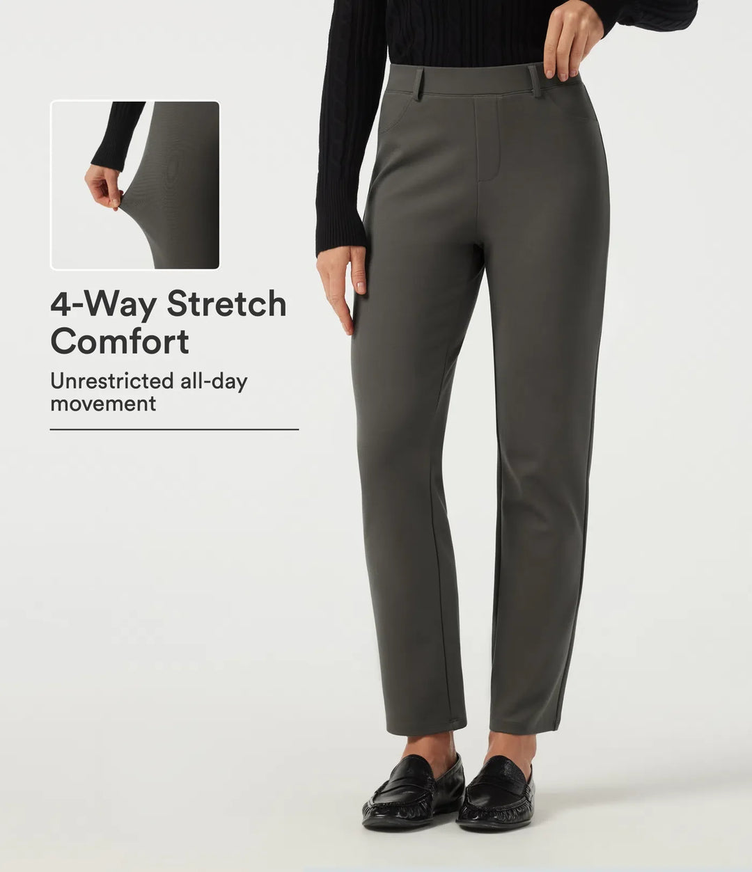 Halara Flex Mid Rise Straight Leg Work Trousers with Pockets
