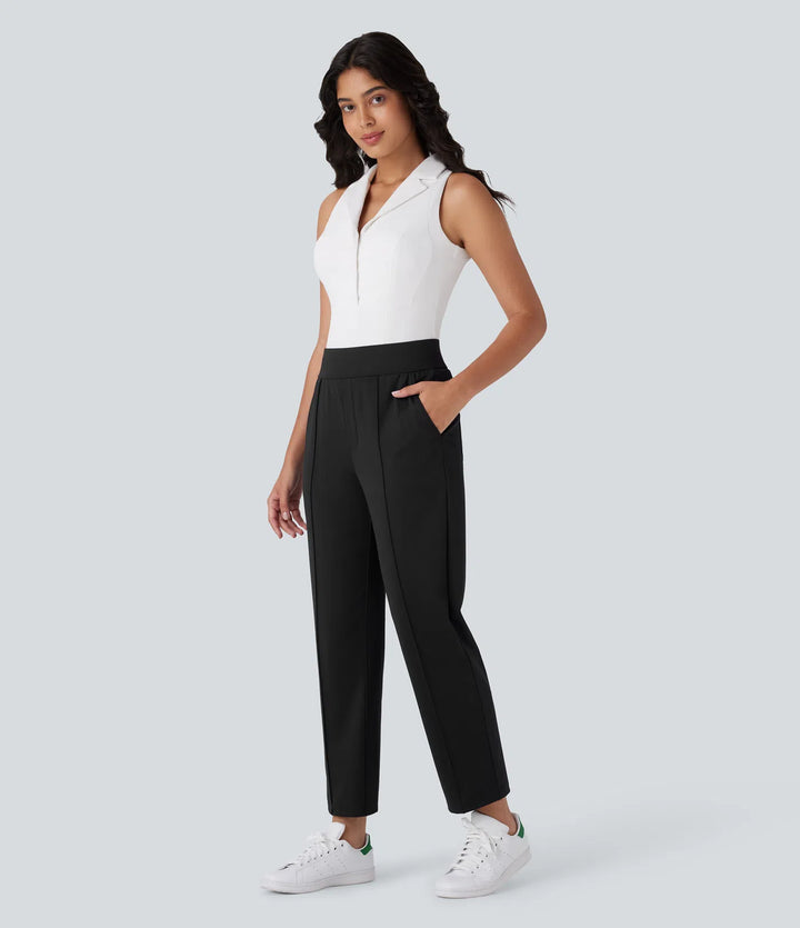 Mid High Waisted Pockets Quick Dry Golf Trousers-Golf Tee-UPF40+