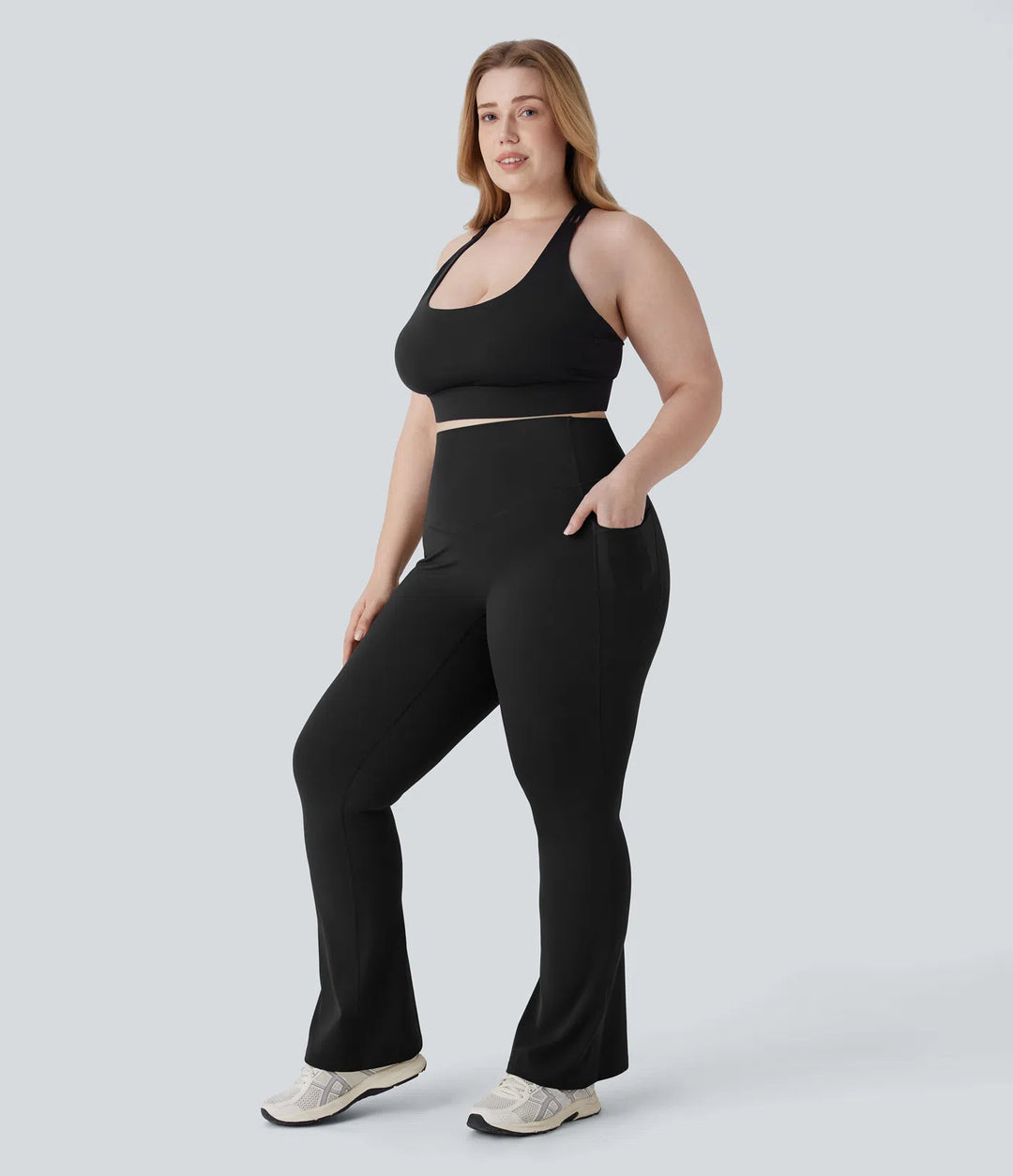 Halara UltraSculpt High Waisted Tummy Control Pocket Shaping Yoga Bootcut Plus Size Leggings