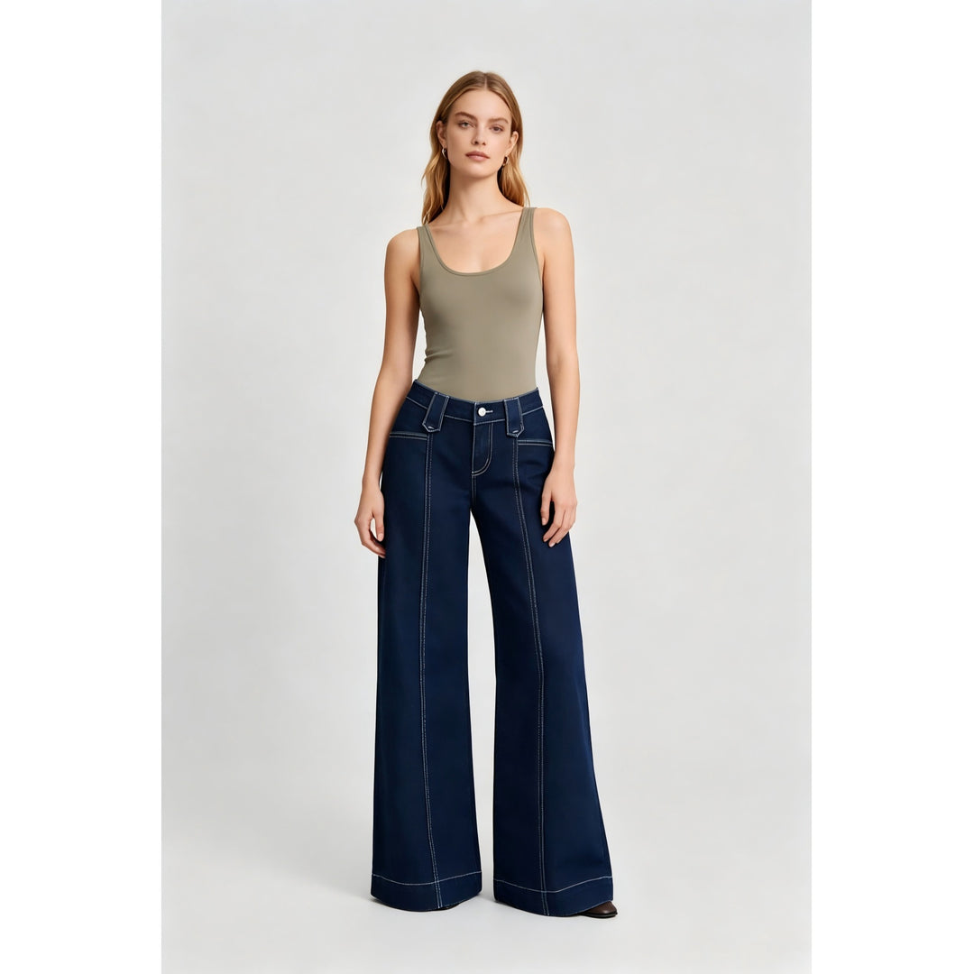 Halara Flex High Waisted Pockets Washed Casual Wide Leg Jeans