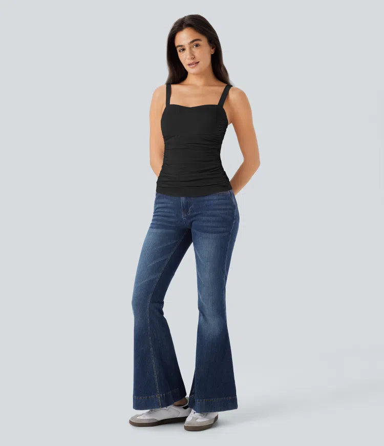 Ruched Backless Casual Tank Vest Top