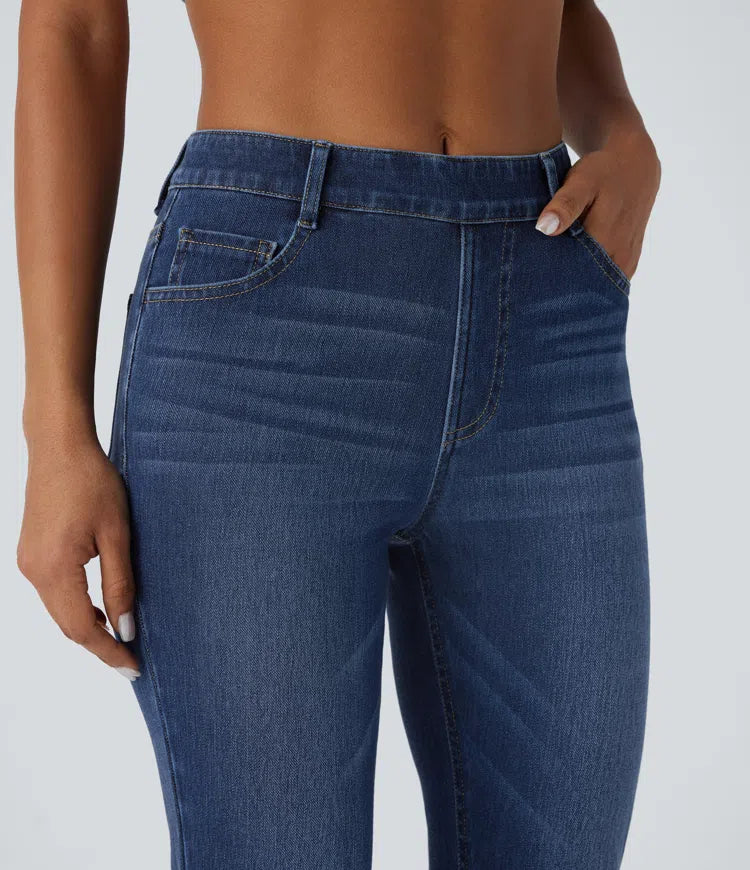 Halara Flex High Waisted Pockets Washed Casual Bootcut Jeans