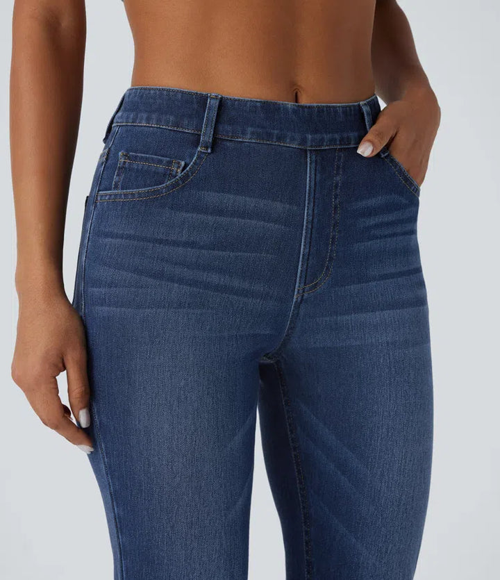 Halara Flex High Waisted Pockets Washed Casual Bootcut Jeans