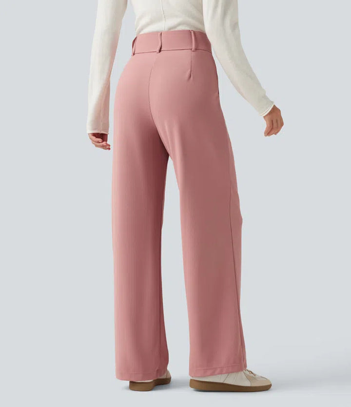 Halara Flex High Waisted Straight Leg Waffle Work Trousers with Pockets