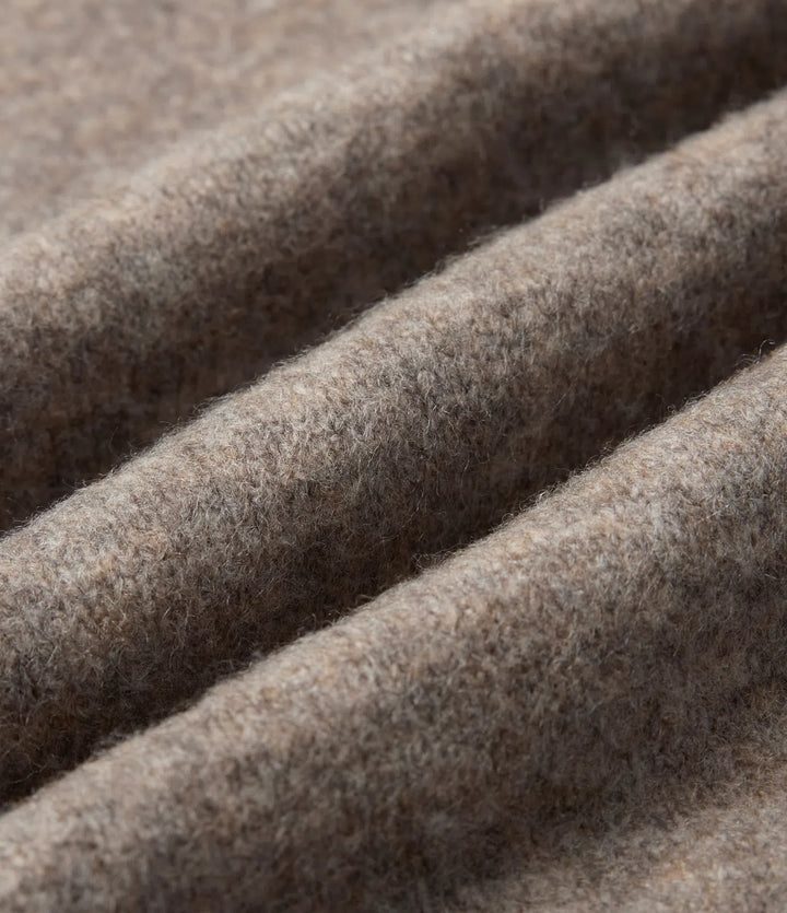 Round Neck Dropped Long Sleeve Work Wool-Blend Jumper