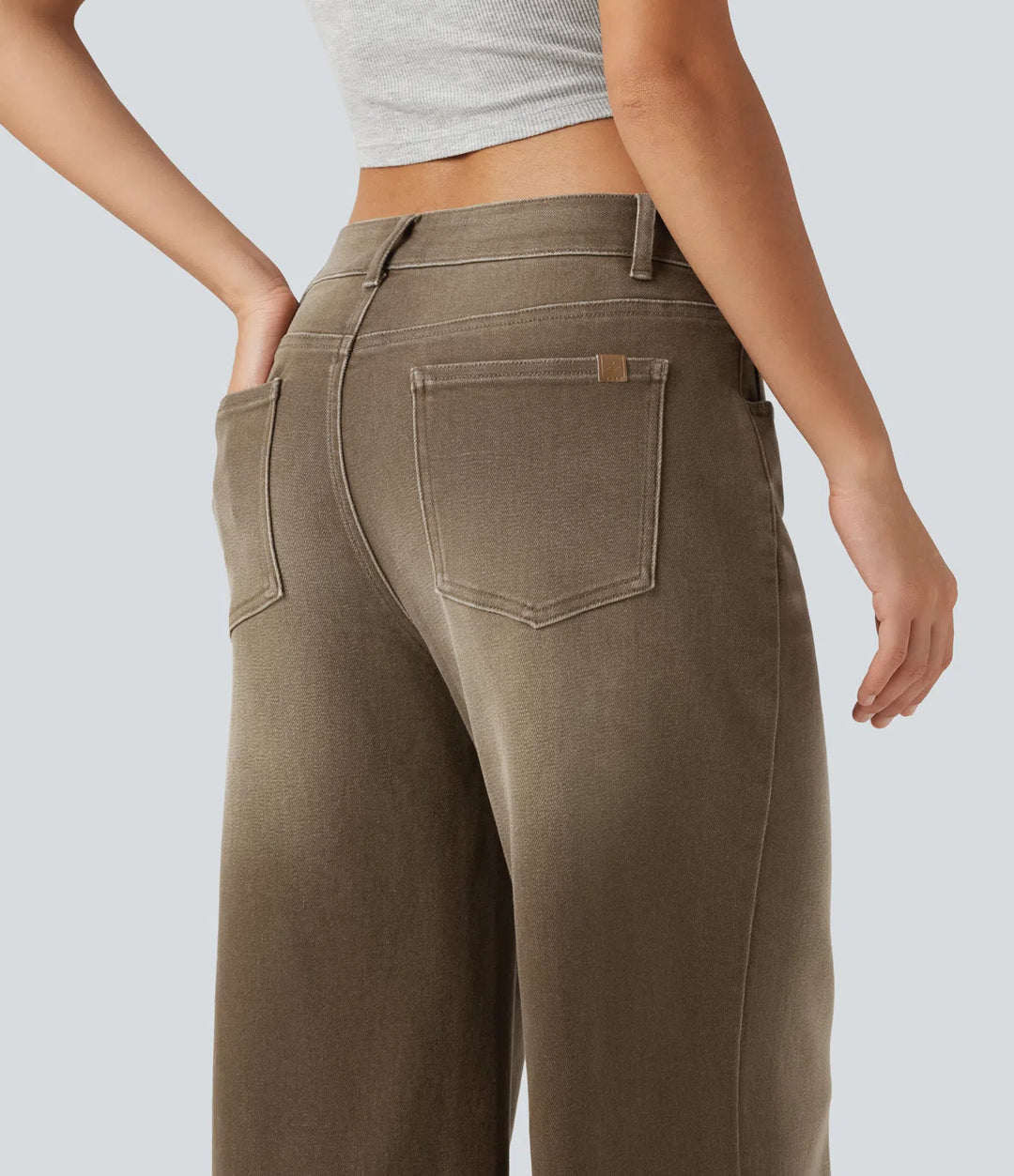 Low Rise Asymmetric Wide Leg colourful Casual Jeans with Pockets