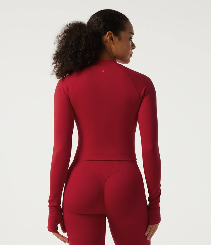 OneForm Seamless Flow Long Sleeve Curved Hem Workout Coat with Thumbholes