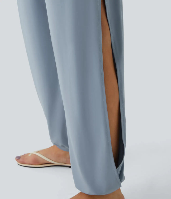 Sleeveless Tie Back Belted Pocket Cut Out InstantCool Jumpsuit-UPF50+