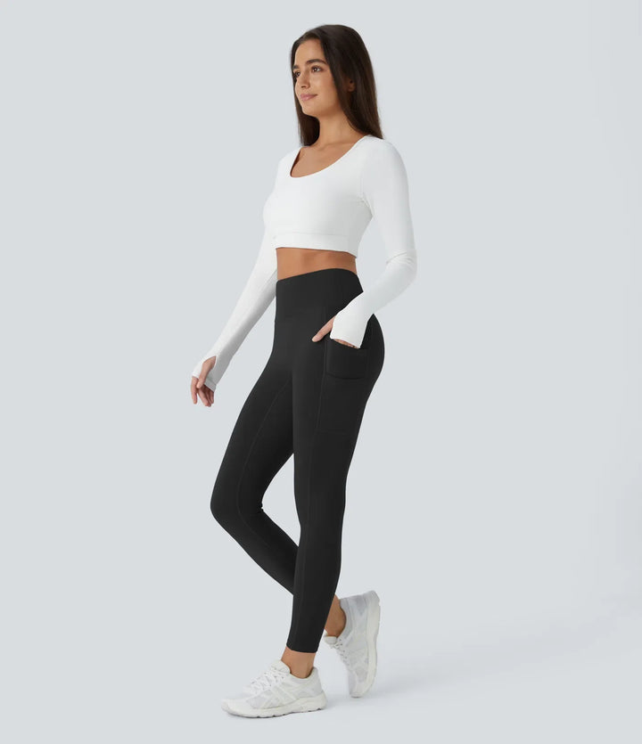 SoftlyZero Plush Thermal High Waisted Double Pockets 7/8 Yoga Leggings