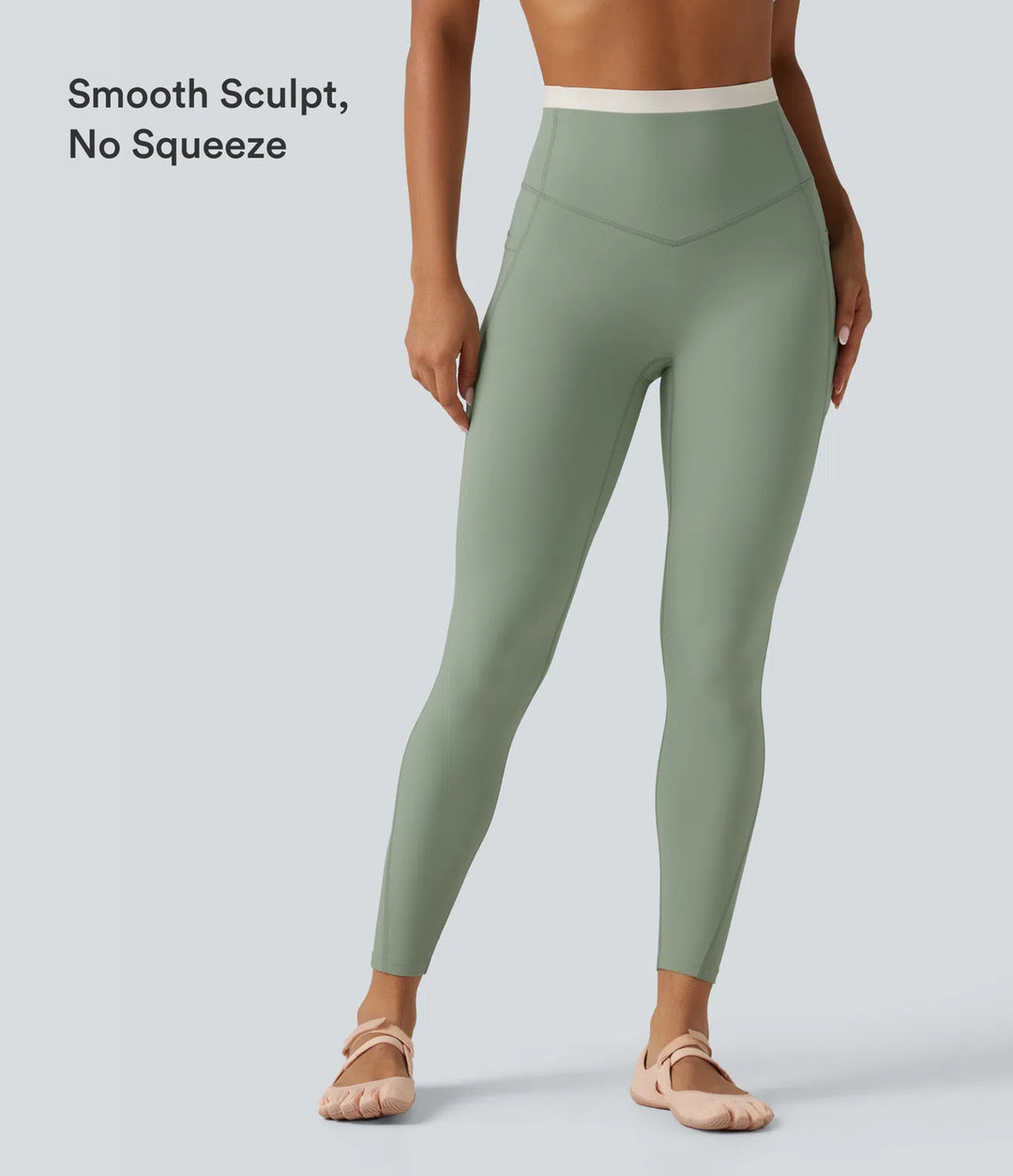 Halara UltraSculpt High Waisted Tummy Control colourBlock Skinny Yoga Leggings with Pockets