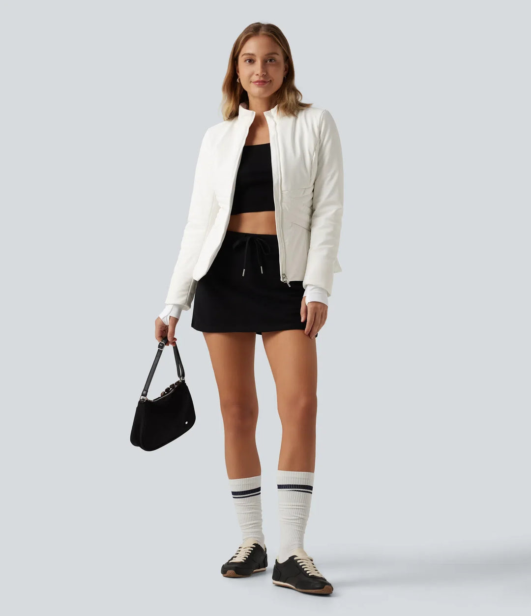 PuffFlex Long Sleeve Double Zipper Casual Padded Jacket with Pockets