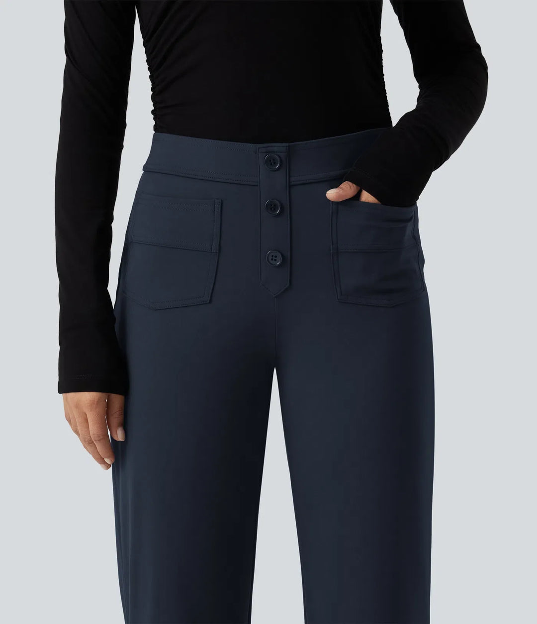 Halara Flex DayStretch Low Rise Straight Leg Work Trousers with Pockets