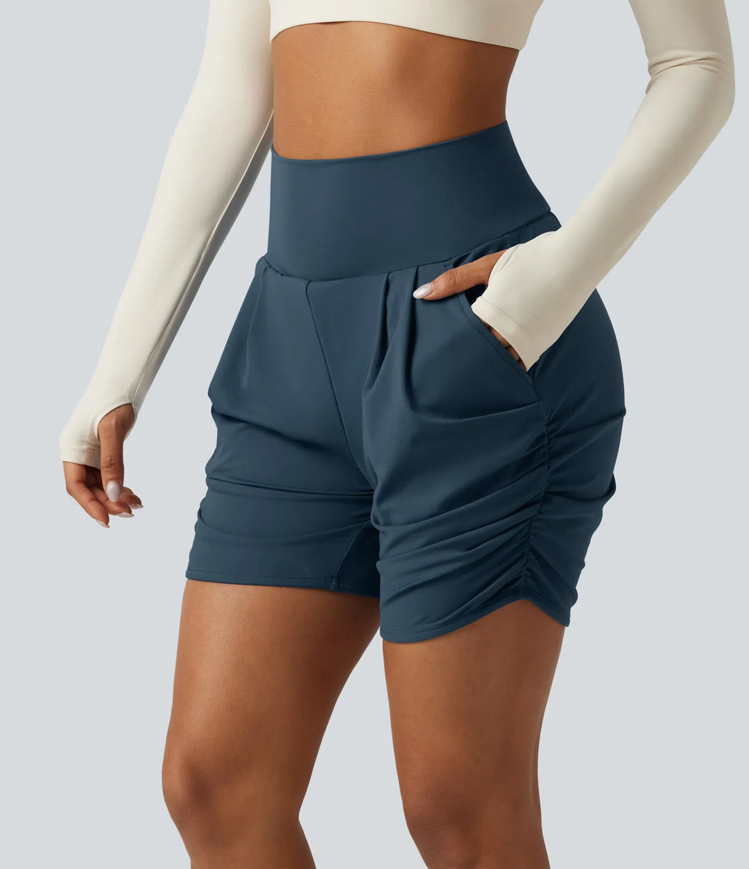 SoftlyZero Airy High Waisted Ruched InstantCool Yoga Shorts 5&