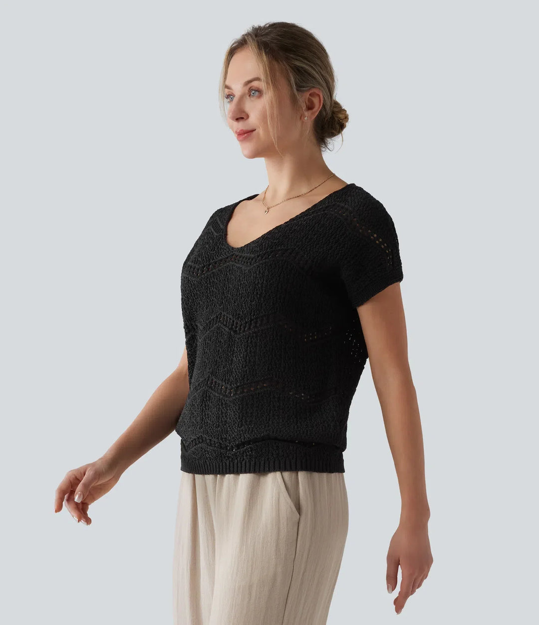 V Neck Short Sleeve Jumper