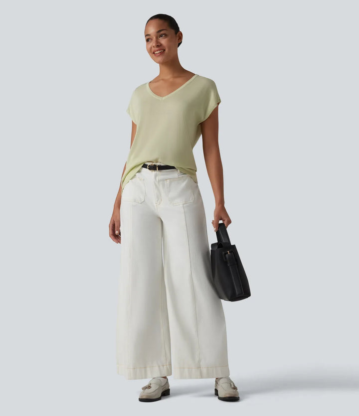 V Neck Short Sleeve Work Jumper