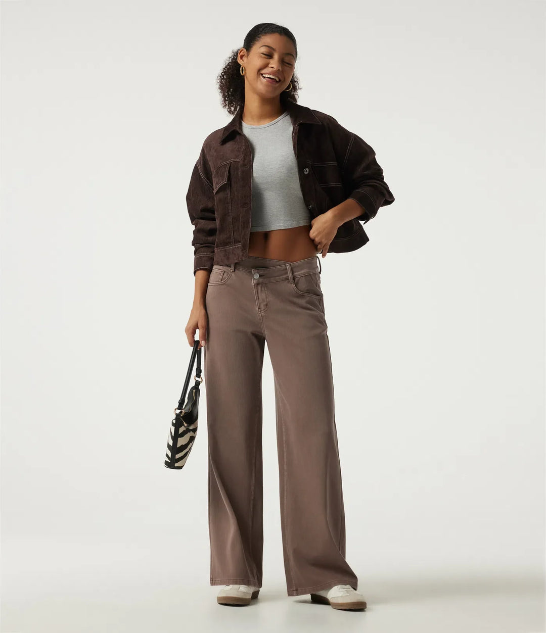 Halara Flex Low Rise Asymmetric Wide Leg Colorful Casual Jeans with Pockets