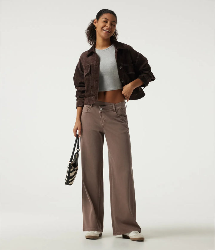 Halara Flex Low Rise Asymmetric Wide Leg Colorful Casual Jeans with Pockets