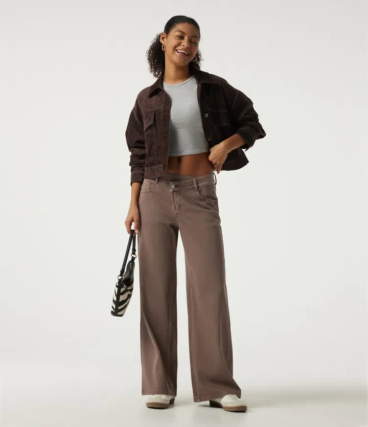 Halara Flex Low Rise Asymmetric Wide Leg Colorful Casual Jeans with Pockets
