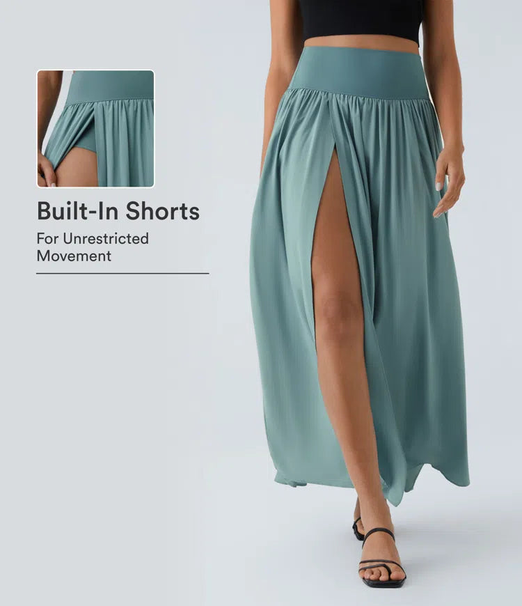 Breezeful High Waisted Split 2-in-1 Flowy Quick Dry Maxi Casual Skort
