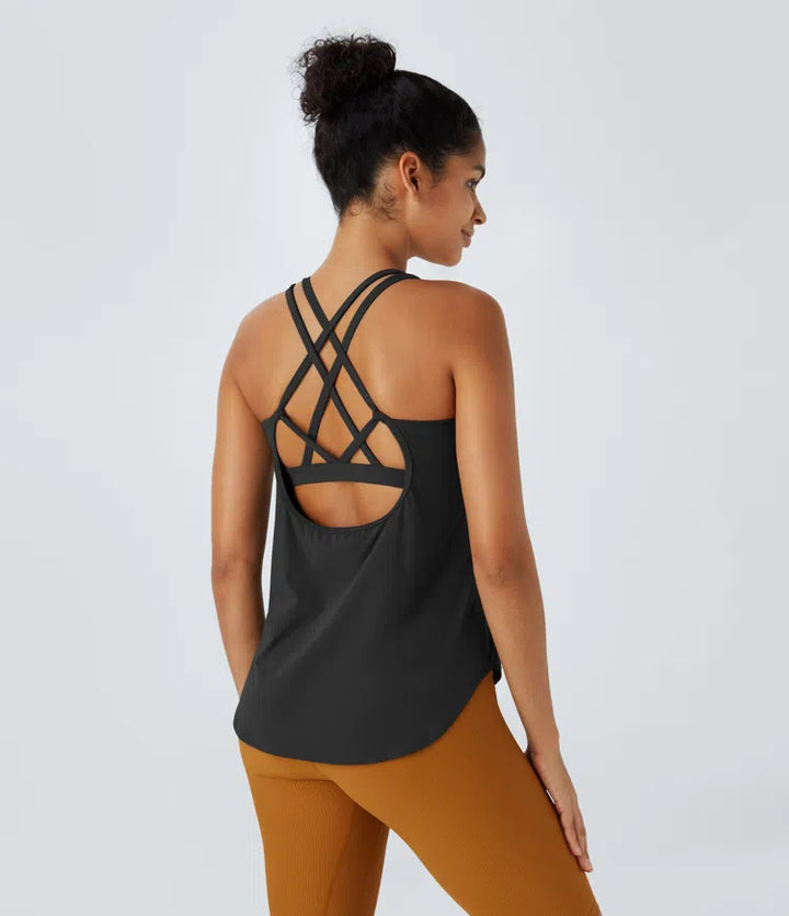 Halara UltraSculpt Round Neck Curved Hem Workout Tank Top