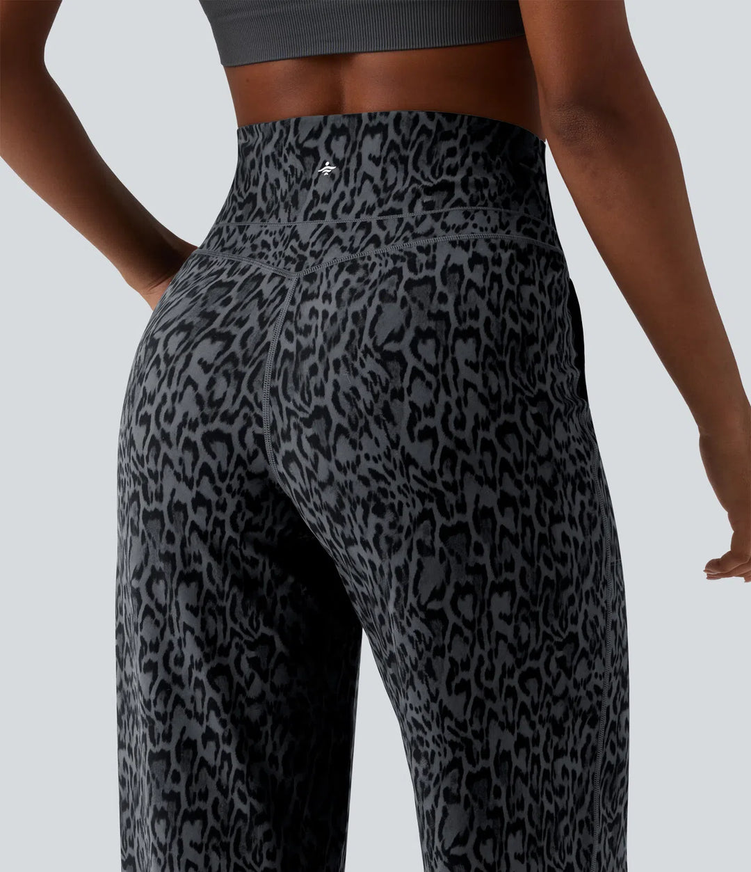 Halara UltraSculpt Leopard Print High Waisted Tummy Control Straight Leg Yoga Trousers with Pockets
