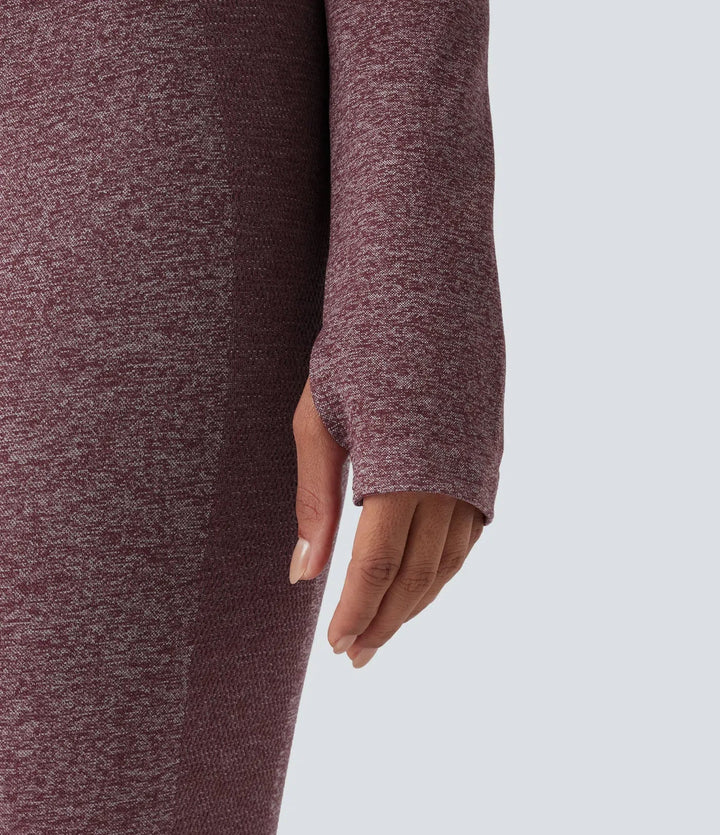 OneForm Seamless Flow Stand Collar Zipper Long Sleeve Thumb Hole Yoga Warming Jacket