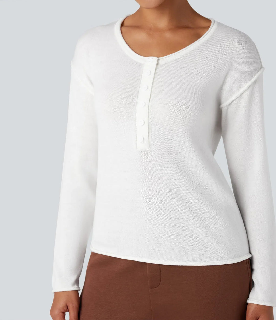 Henley Neck Long Sleeve Work Jumper