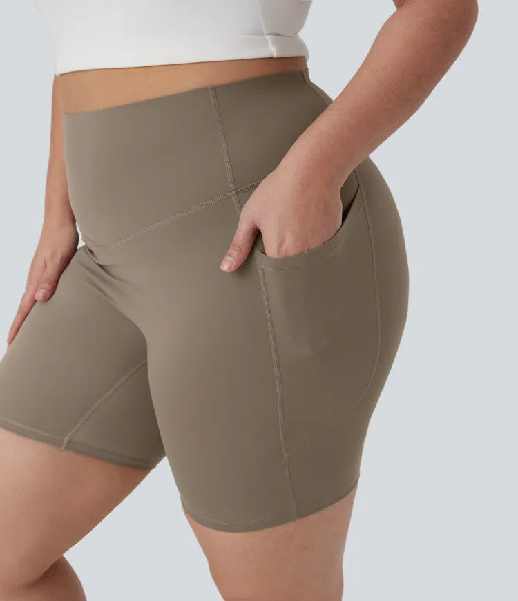 Halara UltraSculpt High Waisted Tummy Control Shaping Training Plus Size Biker Shorts 7&