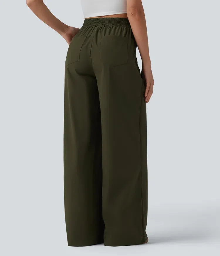 High Waisted Wide Leg Baggy Casual Trousers with Pockets